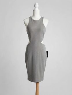 Express Silver Metallic Side-Cutout Midi Dress, Size 4 — New with Tags