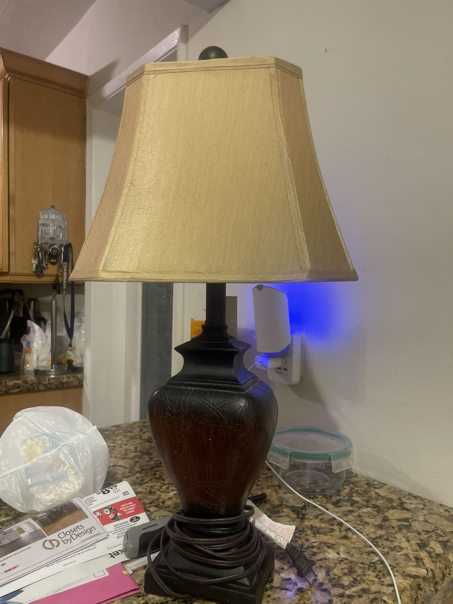 Brown & Black Wooden Table Lamp