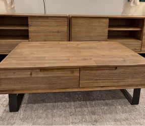 Wood Coffee Table with Drawers and Metal Legs and Entertainment centers