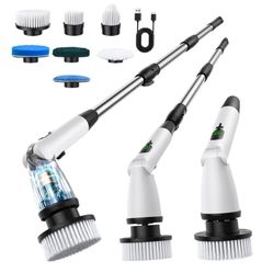 11 in 1 Electric Spin Scrubber Cordless Cleaning Brush 3 Adjustable Angles 2 ...