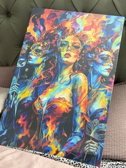Colorful Masquerade Women Canvas Wall Art