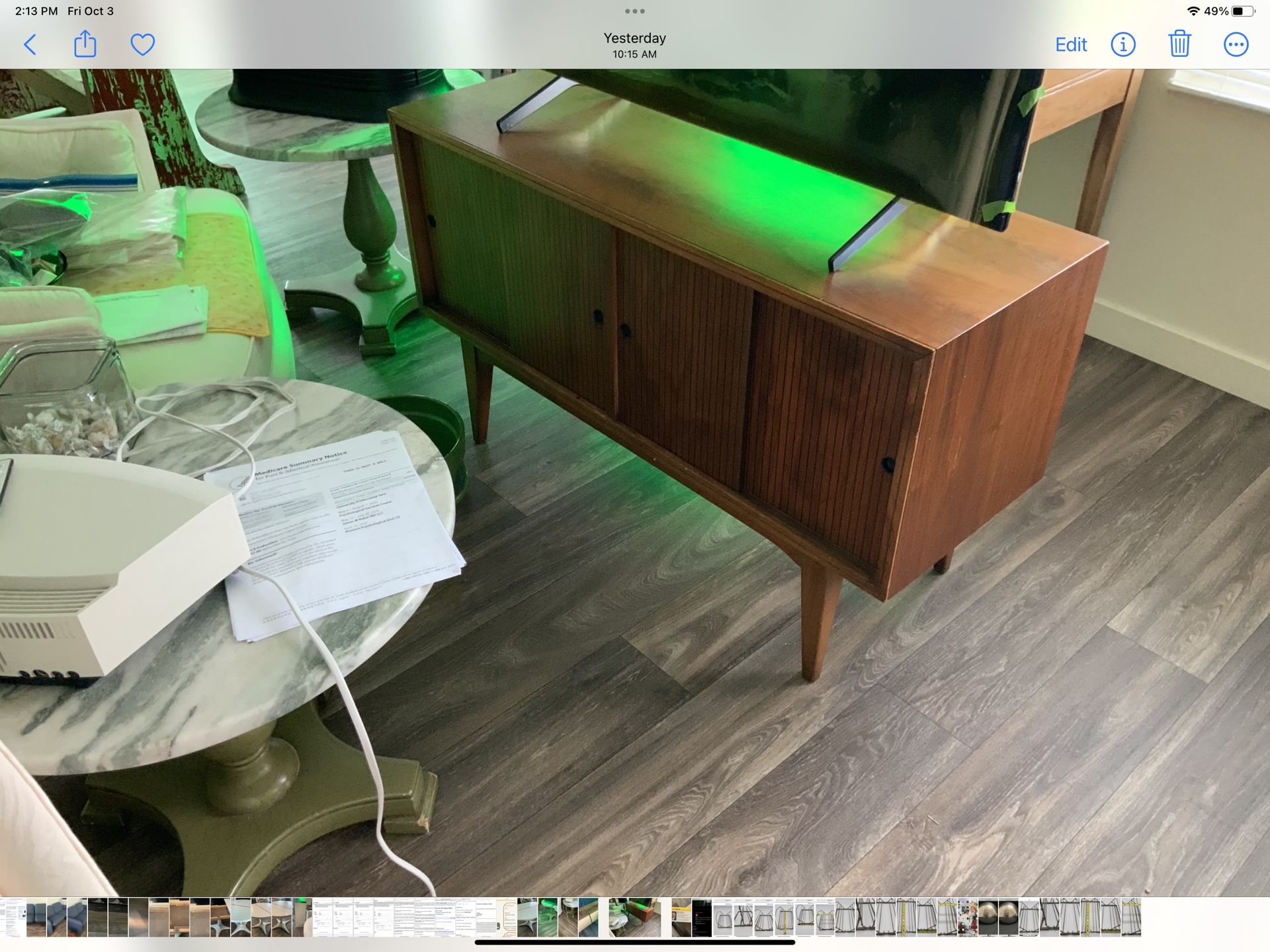 Wood Mid Century Record Storage Cabinet. $999.99. Excellent Condition