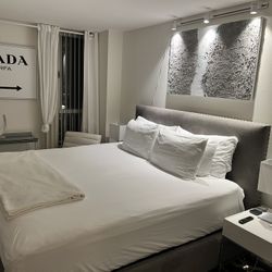 Gray King Size Bed Polllow Top Mattress, And Boxspring