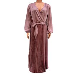 Pleated Satin Abaya Full Sleeve Women Maxi Dress Muslim Modesty  Elegant Robe size M,L, XL please ask for your size