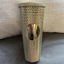 Starbucks Gold Holiday 2022 Studded Tumbler