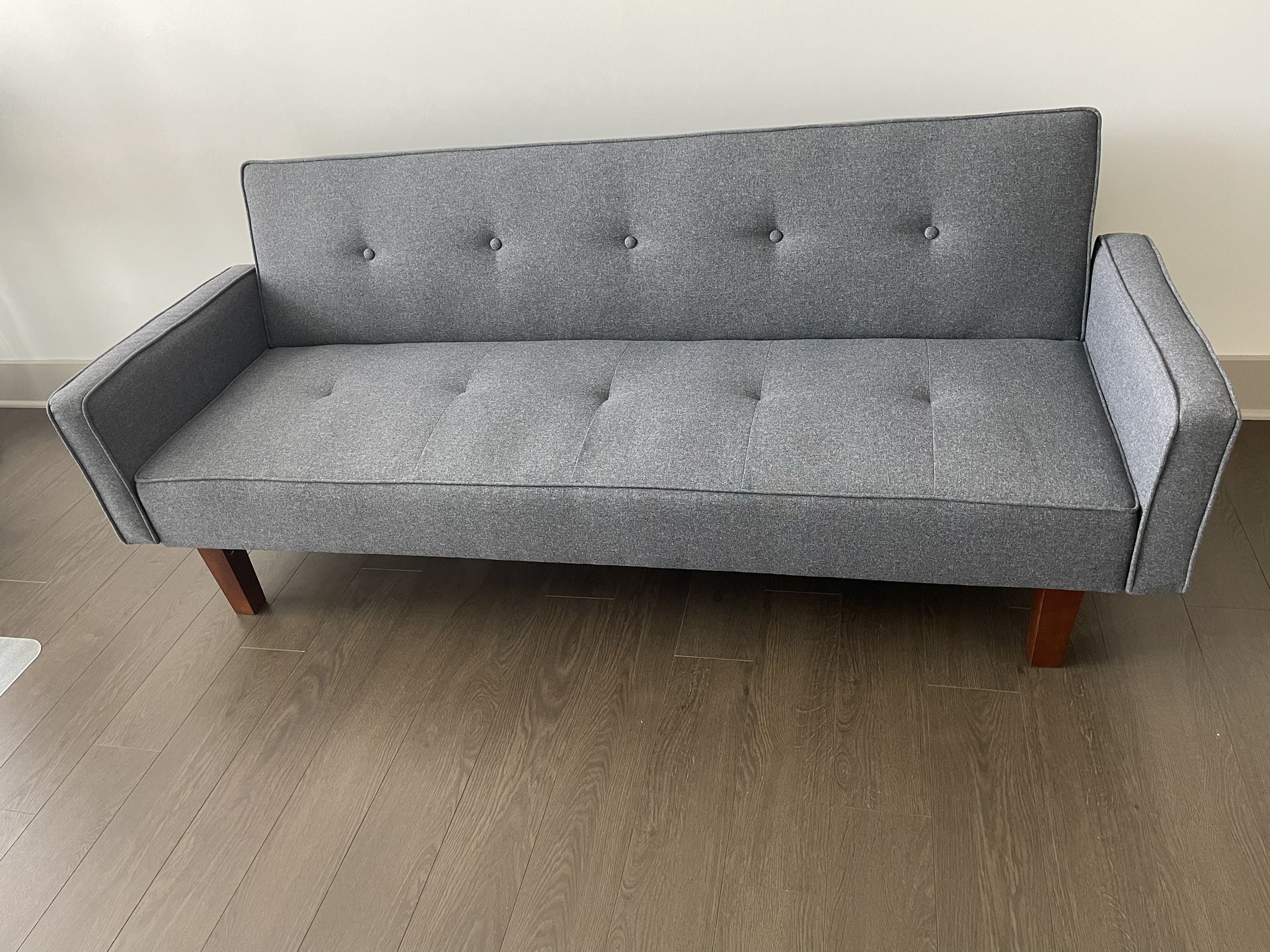 Heidine 74.8'' Linen Square Arm Sofa Bed - Dark Gray