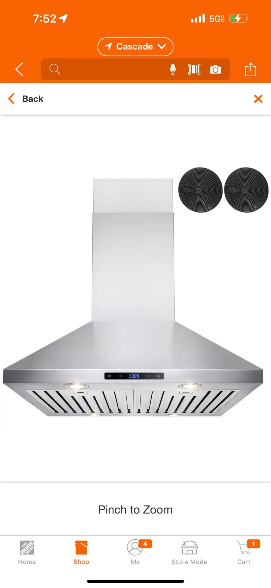 AKDY 30 in. Convertible Kitchen Island Mount Range Hood in Stainless Steel with Touch Control and Carbon Filter