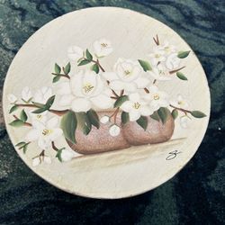 Adorable floral Mini Stool Plant Stand Wood Decor. 