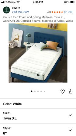 Zinus 6 Inch Foam and Spring Mattress, Twin XL, 