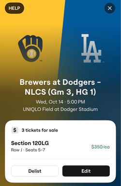 3x tickets to NLCS Game 3 (Home Game 1) 10/14 at 5pm