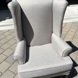 Houzz Gray Wingback Linen Chair (Like NEW, 2 available)