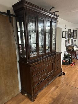 Large Solid Wood China Cabinet