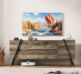 Rustic TV Stand for 50-65 Inch TVs, 55.12 Inch Entertainment Center with 2 Drawers & Adjustable Open Shelves, Industrial Media Console with Metal Legs