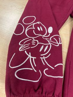 Disney Mickey Mouse Burgundy Red Jogger Sweatpant Walt Disney World Mens X-Large
