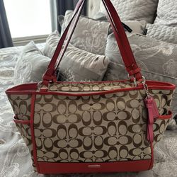 Coach hobo Large shoulder Purse hot Orange/Brown 17”L X 10”H x 4” W (OPEN TO TRADES) 
