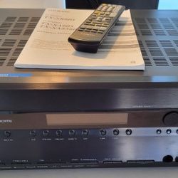 Onkyo TX-SR605 receiver with DCM Dolby 5.1 100 watt speakers (4 satellites, center channel & sub-woofer)