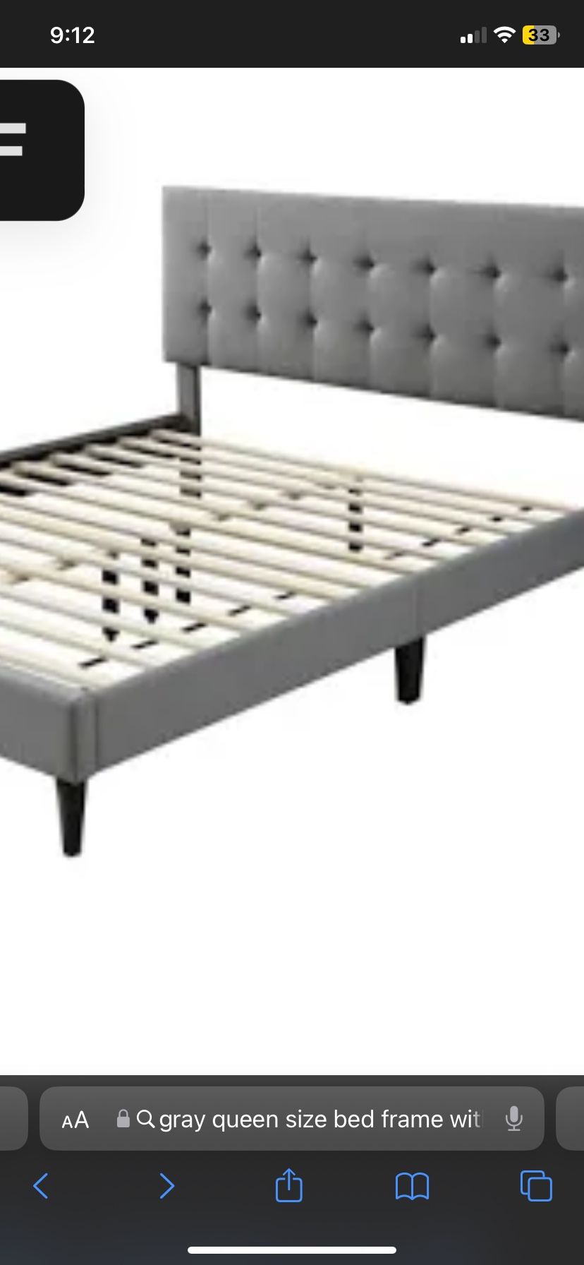 Queen Size Bed frame & Headboard W/ Box spring & Mattress