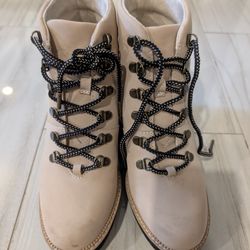 Toms Women's Lace Up Boots in Beige and Black