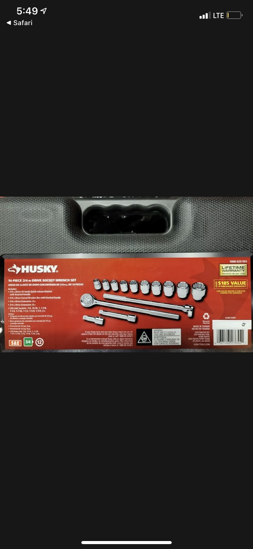 Husky H34D14SWS 14-piece 3/4" DRIVE SOCKET WRENCH SET BRAND NEW