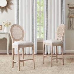 French Country Bar Stools – Set of 2, 26” Seat Height