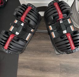 Bowflex dumbbells with stand