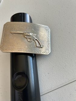 Silver Western Revolver Belt Buckle