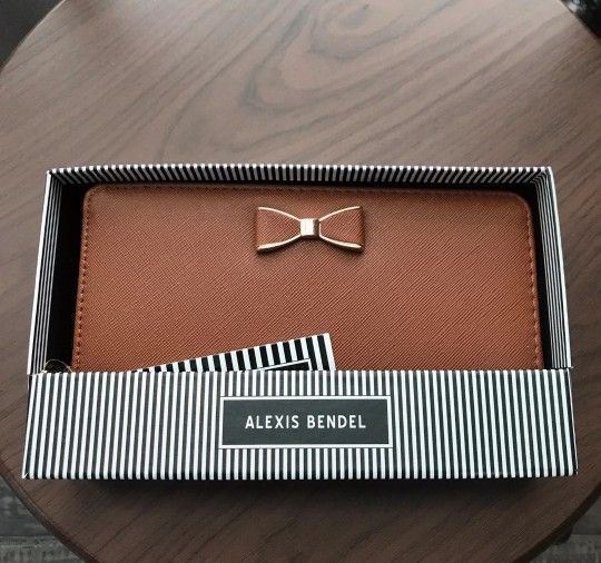 Alexis Bendel Brown Zippered Wallet with Wrist Strap