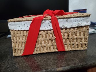 Gift Basket With Red Confetti Stuffing