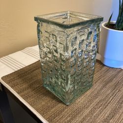 Square Clear Vase Glass 5 “ x 9 “ H 