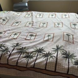 Fabric Palm Tree Pattern Fabric Shower Curtain