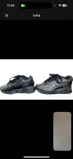 Toddler Nike Air Max 90 (TD) Black Leather Shoes / 408110 002 / Size 5C
