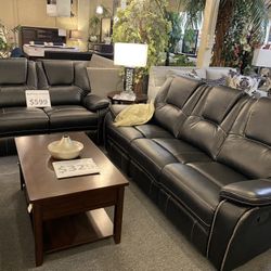 Brand New Black Recliner Sofa And Loveseat
