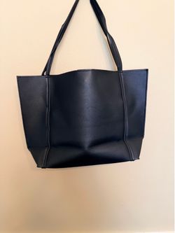 Black Faux Leather Tote