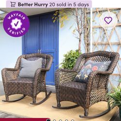 Patio Rocking Chairs With Built-in Cushions High Quality Outdoor Rocking Patio Chair Set Two Pieces 🆕🚎🚛