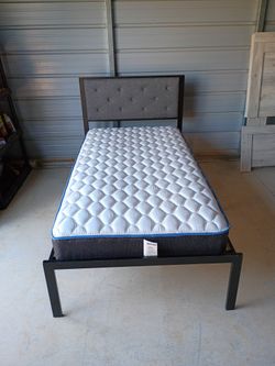 Metal Twin Size Bed Frame With Mattress ( Free Delivery If Needed)