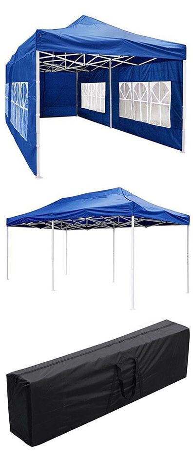 Brand New $210 Heavy-Duty 10x20 Ft Outdoor Ez Pop Up Party Tent Patio Canopy w/Bag & 6 Sidewalls, Blue