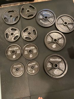 Olympic Weight Plate Set – 390 lbs – Nautilus, TSA, Sports Authority