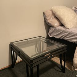 2 Side Tables With Glass Top 