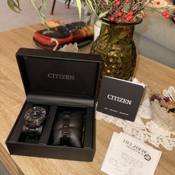 Gentleman Citizen EcoDrive WR 100 full Black with Bracelet Box Set