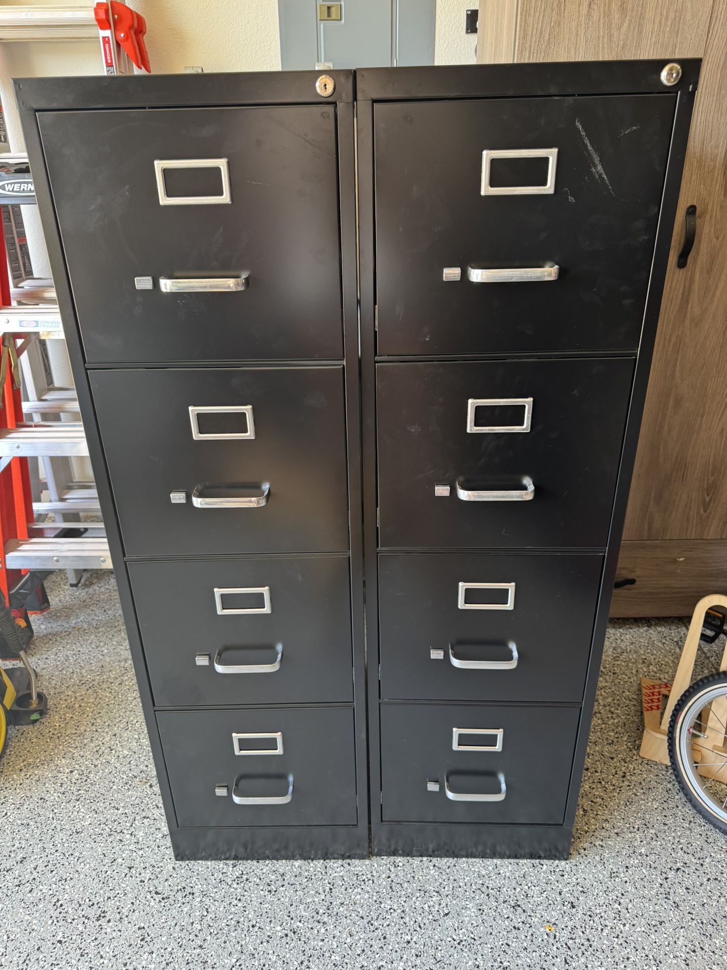 Two Black Filing Cabinets