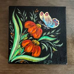 Mini canvas paintings with easel