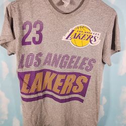Los Angeles Lakers Lebron James #23 T Shirt Double Sided Graphic Print Mens Med