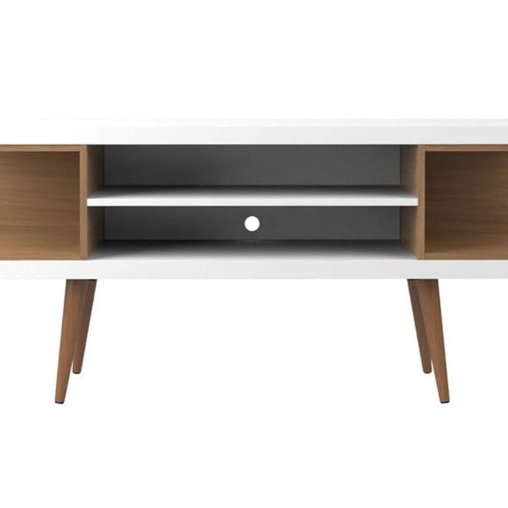 Utopia 53.3 Inch Wood TV Stand for TVs With Wood And White Gloss