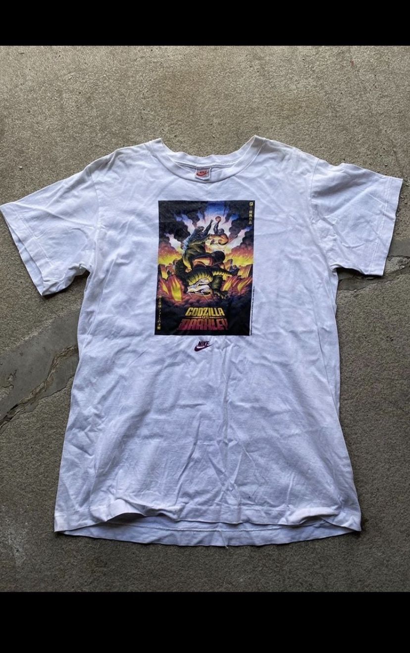 Vintage Nike T Shirt Barkley Vs Godzilla Size Xl 1992 White Vtg