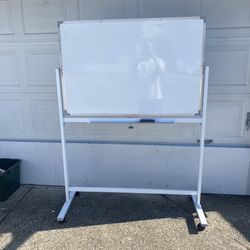 Large Magnetic Whiteboard Dry Erase Board Rolling w/ Locking Wheels  69” x 50.50”