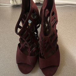 Madeline Stuart Burgundy Faux Suede Heels | Women's Size 11