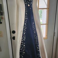 Niki Livas White and Blue Dress
