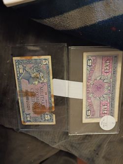 (2) 5¢ Military payment certificate series 611