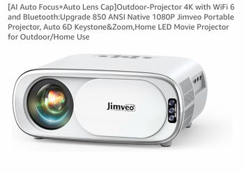 Jimveo 1080P Portable Projector Bundle with 80" ALR Screen and Stand