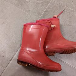 Pink Girl Rubber Rain Boots Size 8